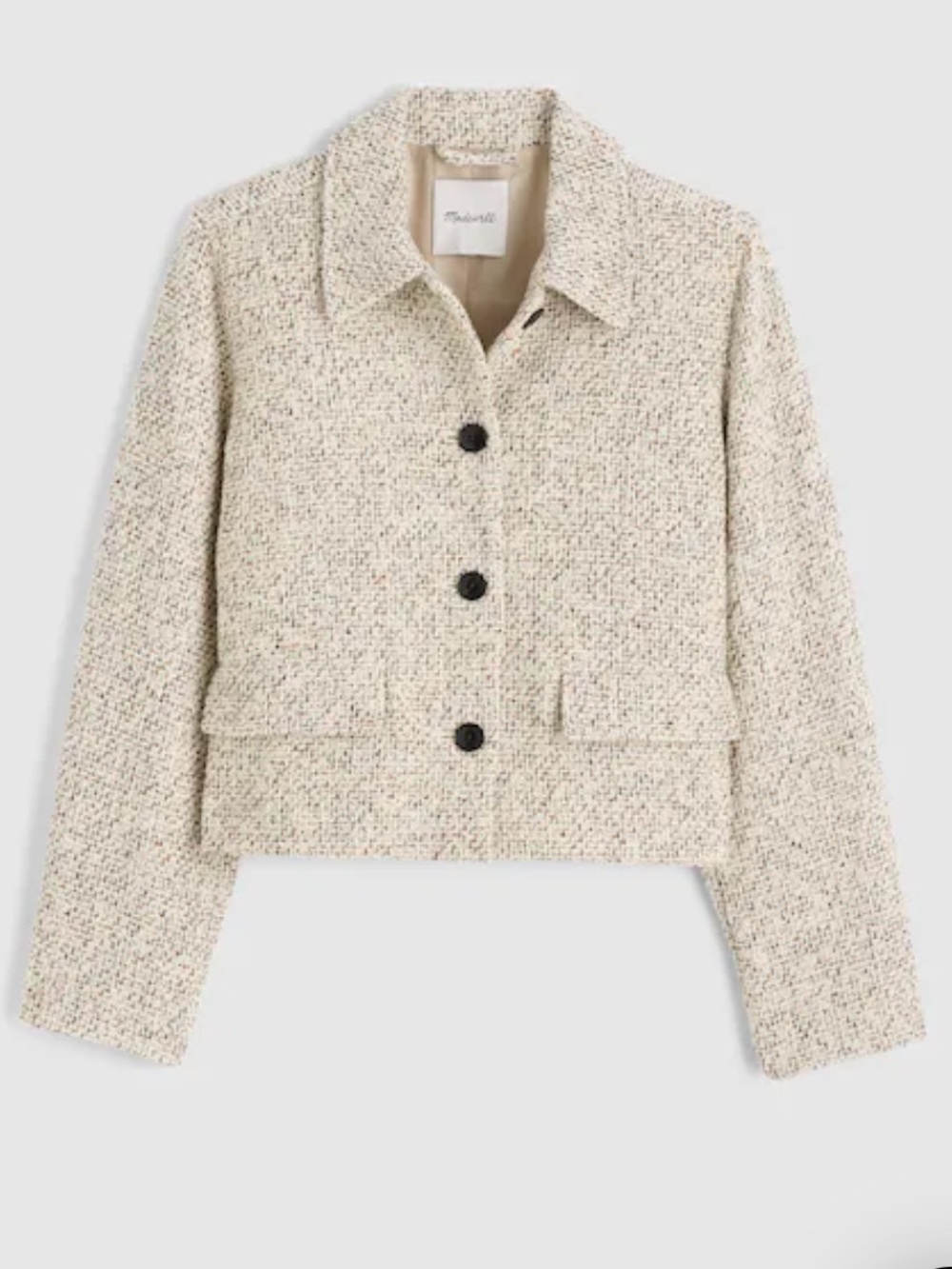 Madewell Button-Front Jacket in Bouclé Tweed Size 4 NWT Cream/Ivory/Beige/Brown
